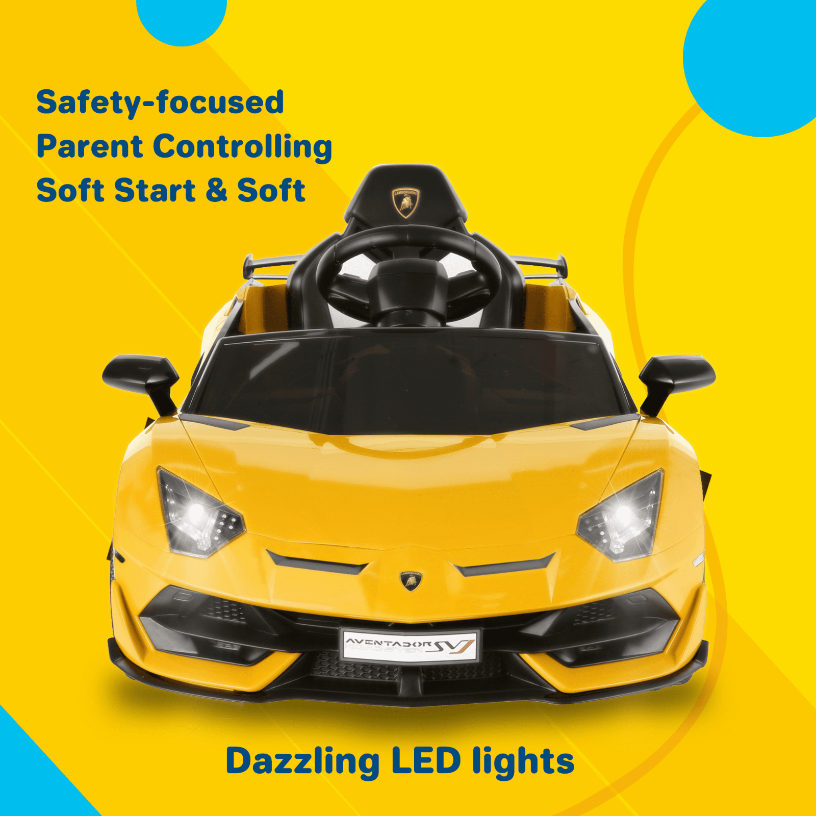 Electric Lamborghini Ride-On Car for Kids with Remote Control, MP3 Player, and 3-Speed Options