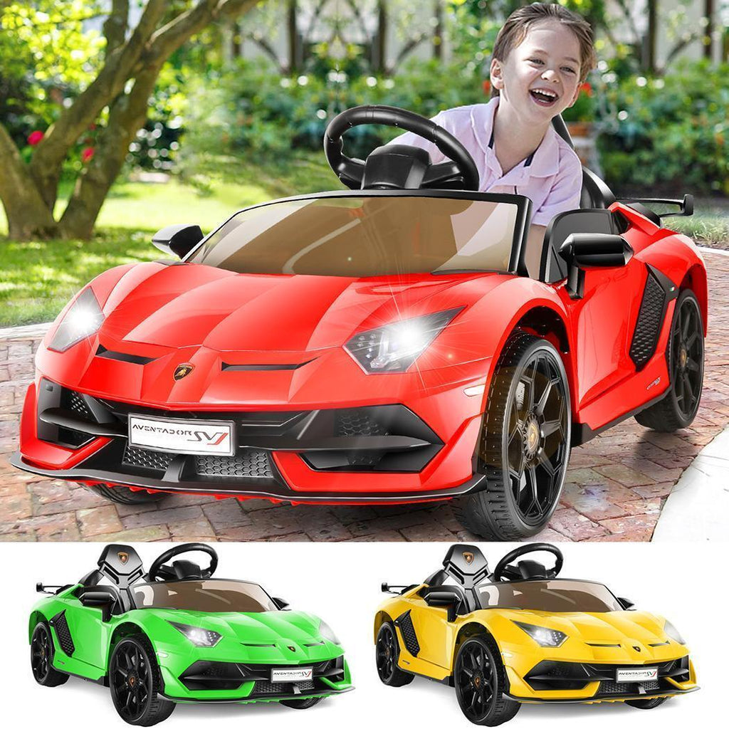 Electric Lamborghini Ride-On Car for Kids with Remote Control, LED Lights, and MP3 Player - 3 Speed Options