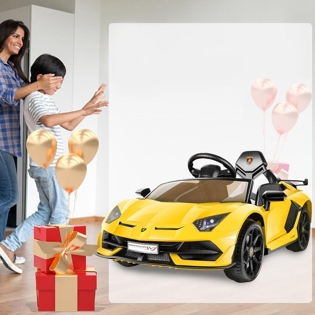 12V Lamborghini Ride-On Car for Kids with Remote Control, 3 Speeds, LED Lights, and USB