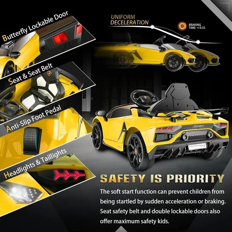 12V Lamborghini Kids Electric Ride On Car with Remote Control, MP3 Player & LED Lights