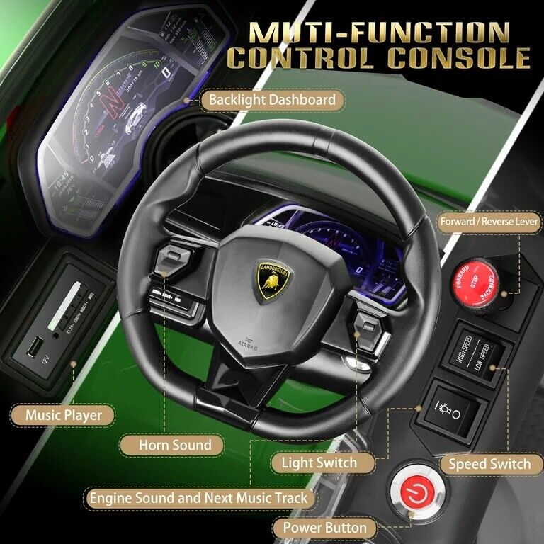Licensed Lamborghini Electric Ride-On Car for Kids with Remote Control, MP3 and USB Connectivity