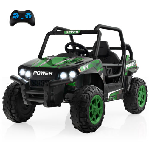 Electric Off-Road UTV Ride-On Truck for Kids with Remote Control, LED Lights, and Music - Green