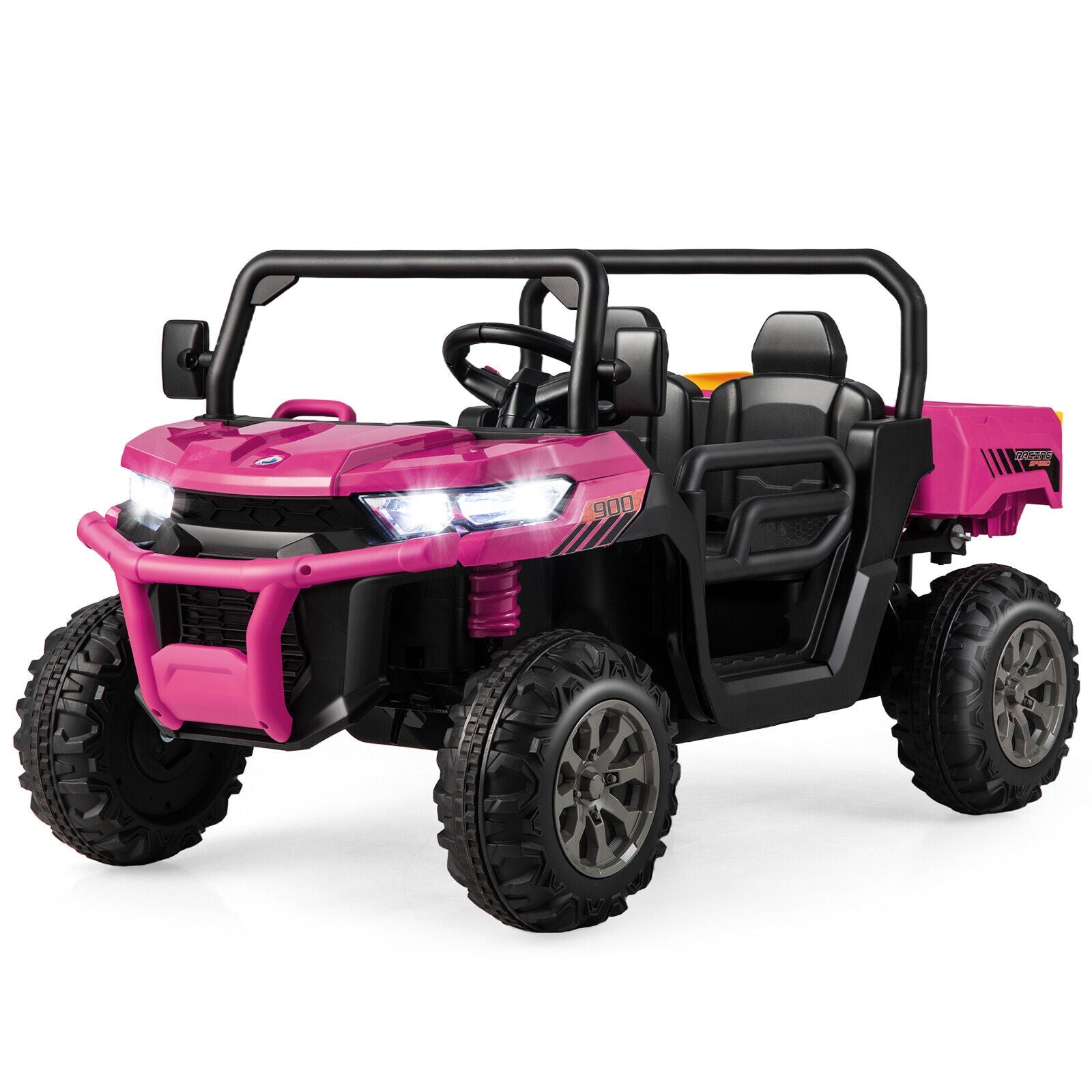 Electric Pink 2 Seater UTV Dump Truck with Remote Control and Functional Dump Bed