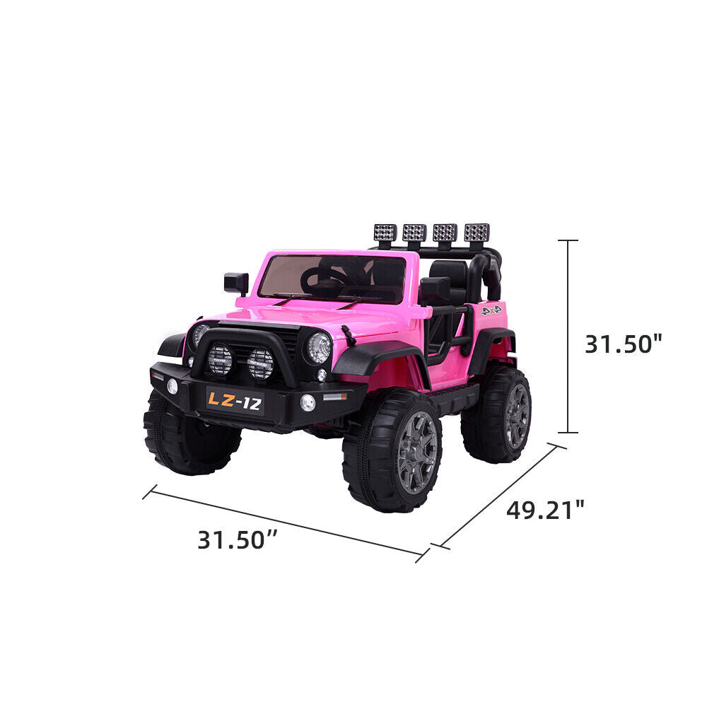 Electric Pink Jeep for Kids with Remote Control and Rechargeable Battery - 4 mph Speed