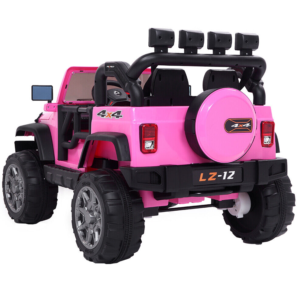 Electric Pink Jeep for Kids with Remote Control and Rechargeable Battery - 4 mph Speed