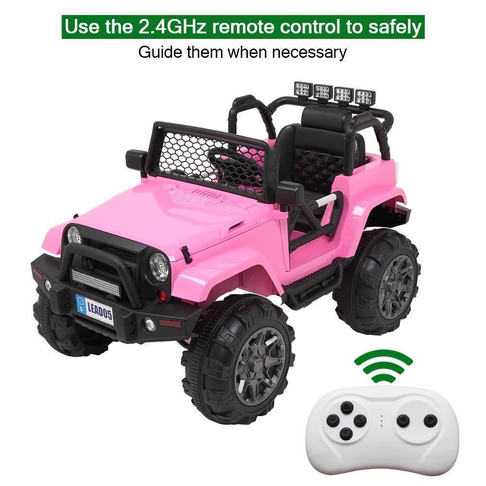 Electric Pink Ride-On Car for Kids with 3 Speeds and Remote Control - 12V Powered, 4 Wheels