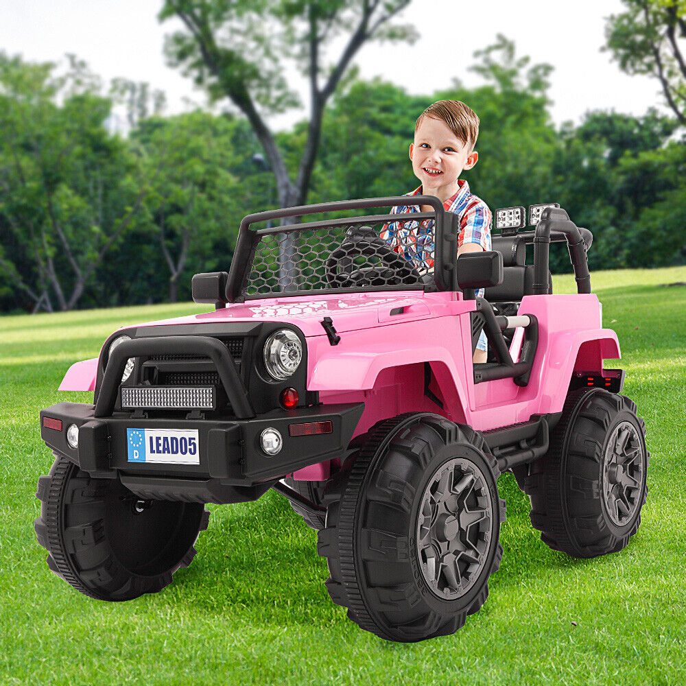 Electric Pink Ride-On Car for Kids with Remote Control and LED Lights