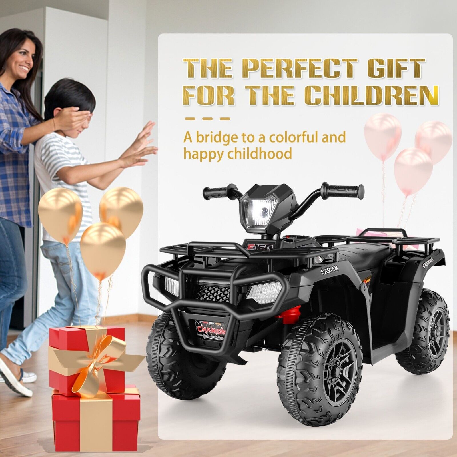 Electric 4-Wheeler Quad for Kids with 12V Battery, AUX Port, and USB