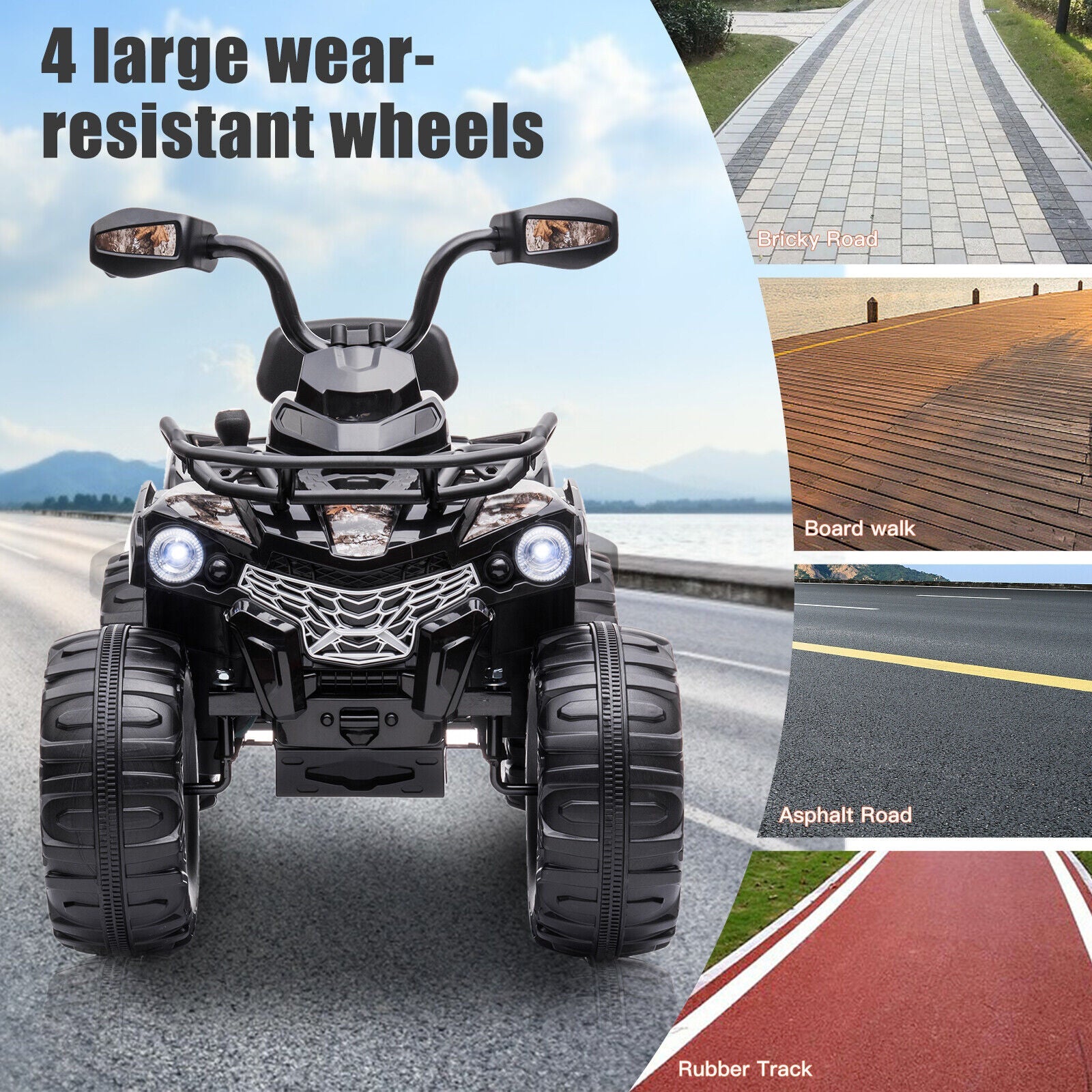 Electric Quad ATV Car for Kids 3-9 Years - 12V Battery Powered 4-Wheeler Truck