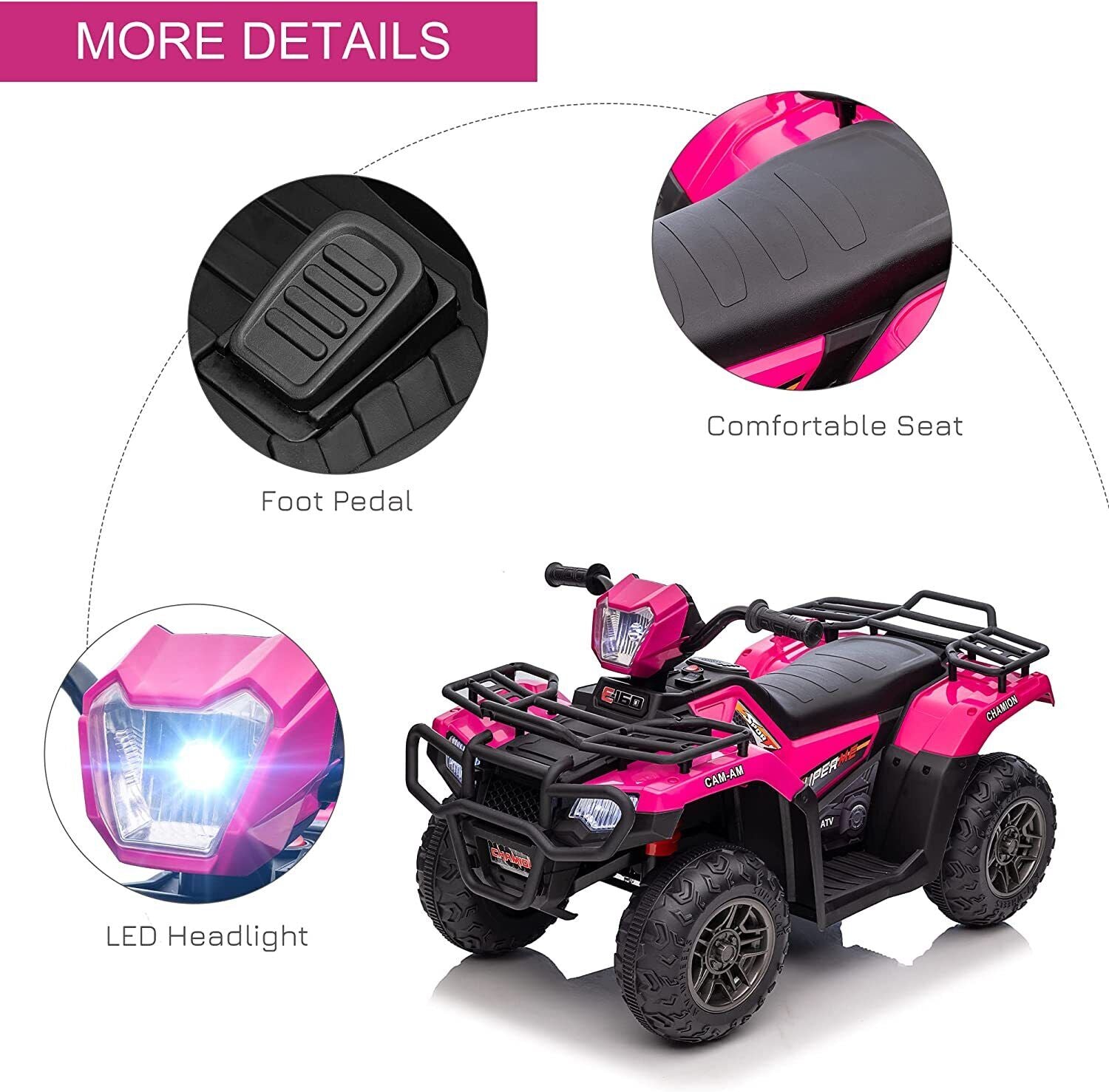 Electric Quad Ride-On Car for Kids with MP3 Music Player - 12V Battery Powered 4-Wheeler Truck
