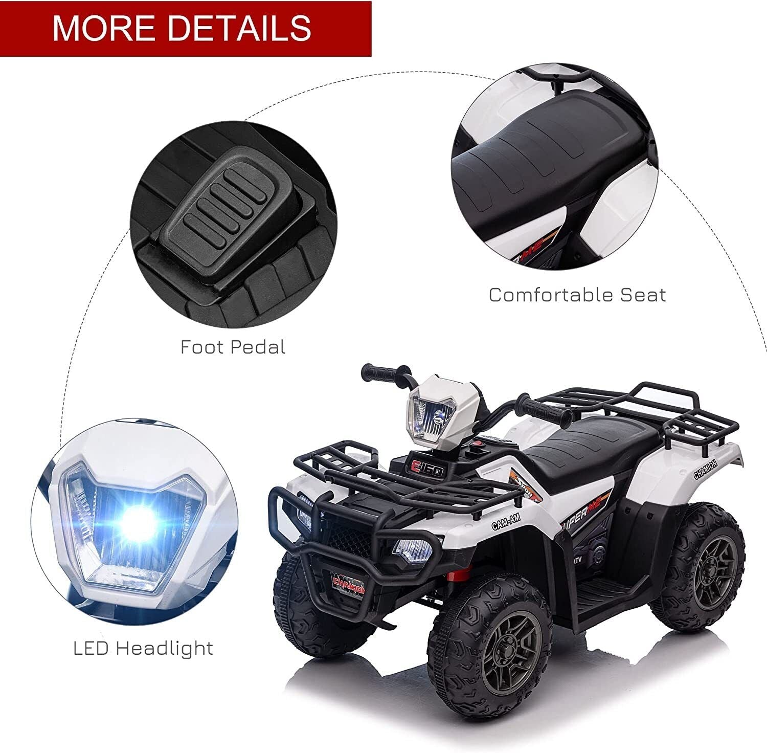 Electric Quad Ride-On Car for Kids with MP3 Music Player - 12V Battery Powered 4-Wheeler Truck