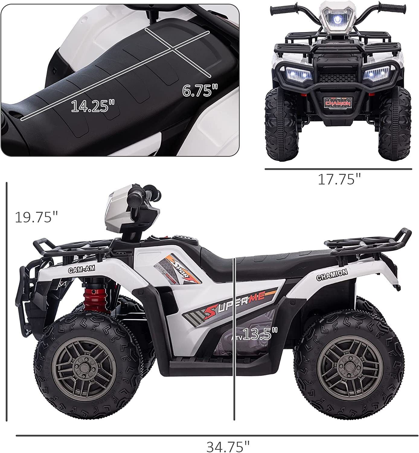 Electric Quad Ride-On Car for Kids with MP3 Music Player - 12V Battery Powered 4-Wheeler Truck