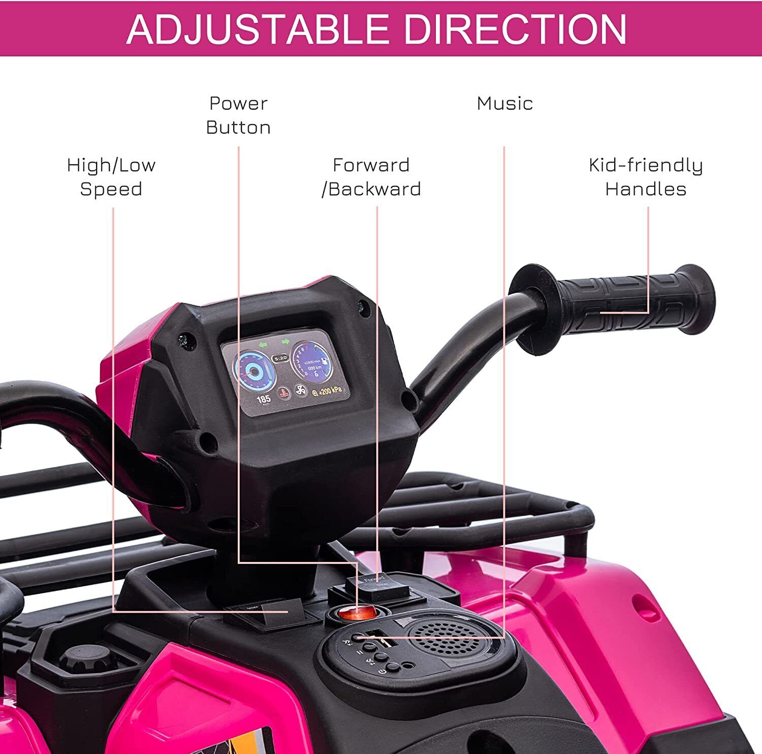 12V Battery Powered Kids Quad ATV Toy with LED Headlights