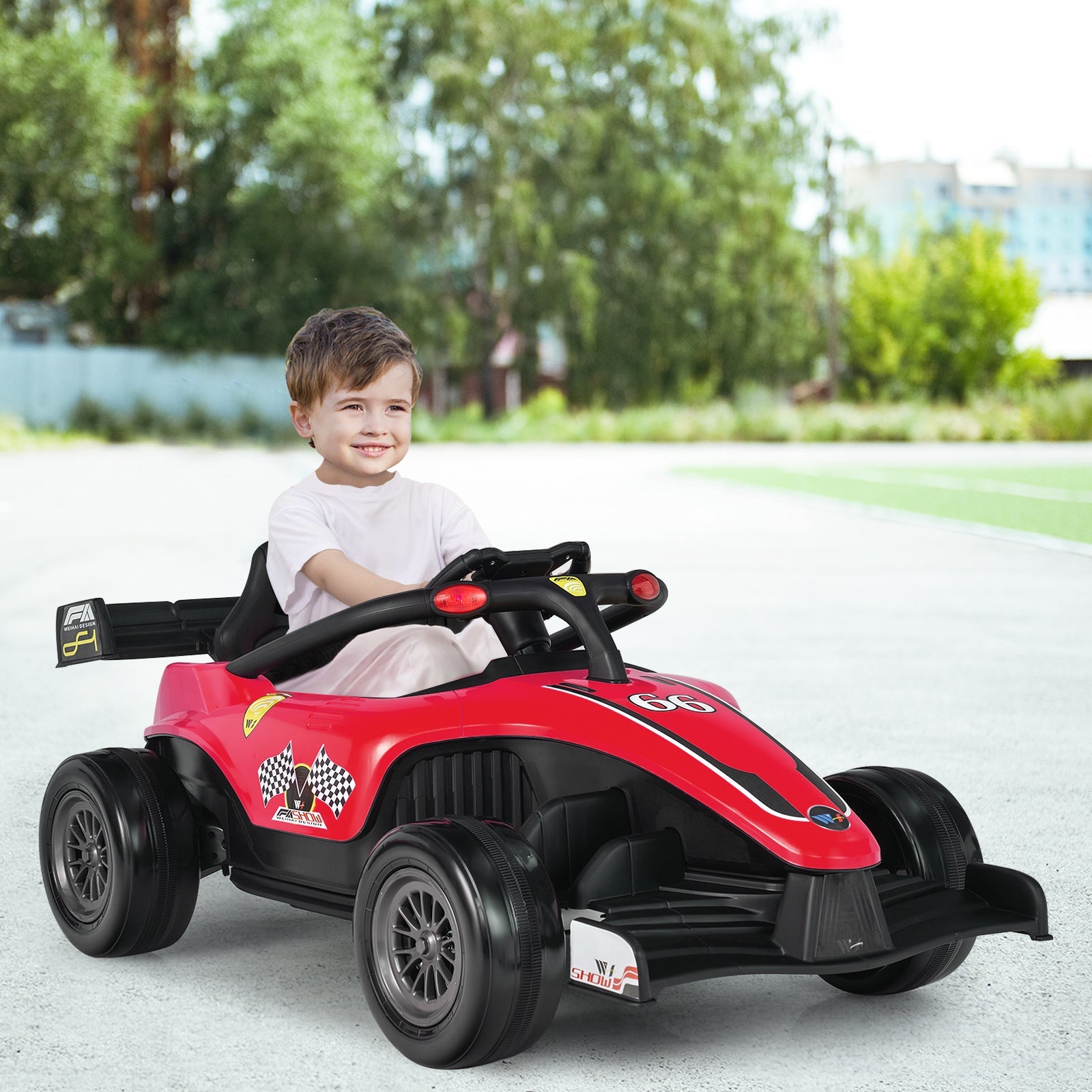 Electric Racing Truck for Kids with 2 Speeds, Remote Control, MP3 Player, and Lights - 12V