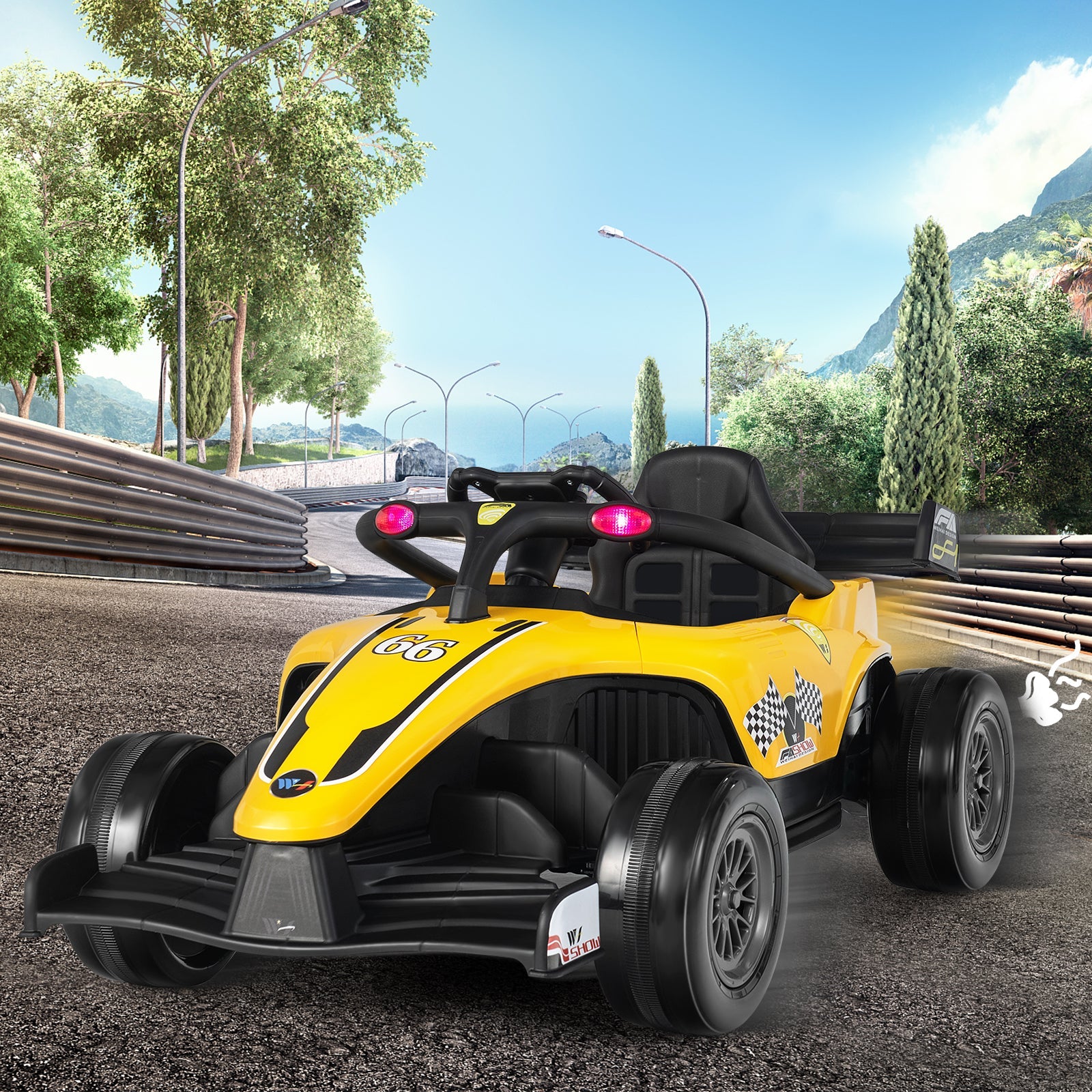 Electric Racing Truck for Kids with 2 Speeds, Remote Control, MP3 Player, and Lights - 12V