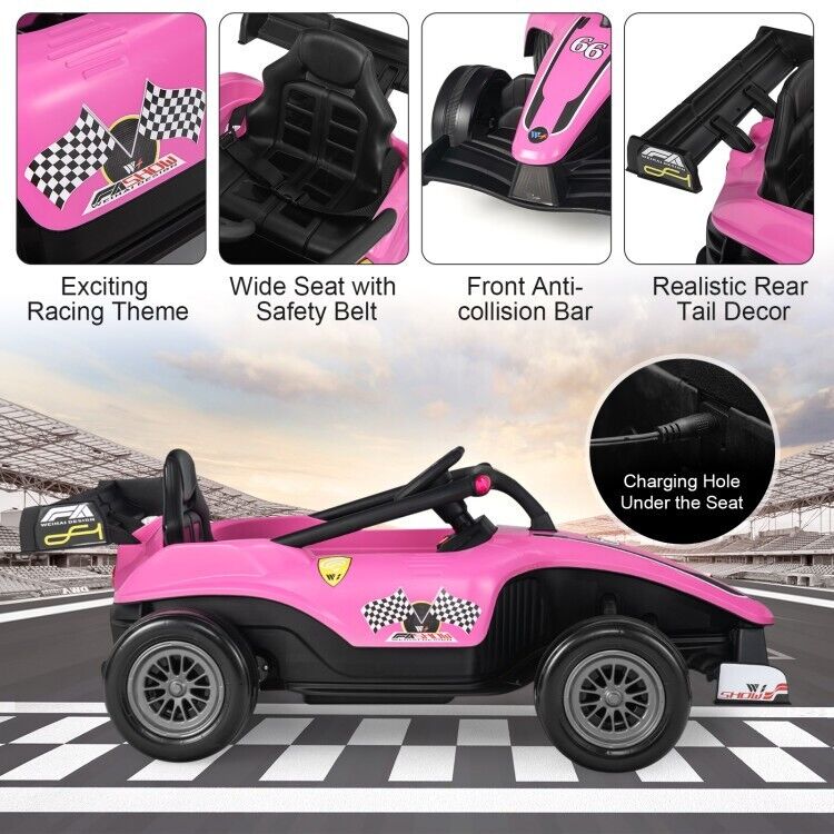Electric Racing Truck for Kids with Remote & Manual Control and Lights - 12V Girls' Ride-On Toy