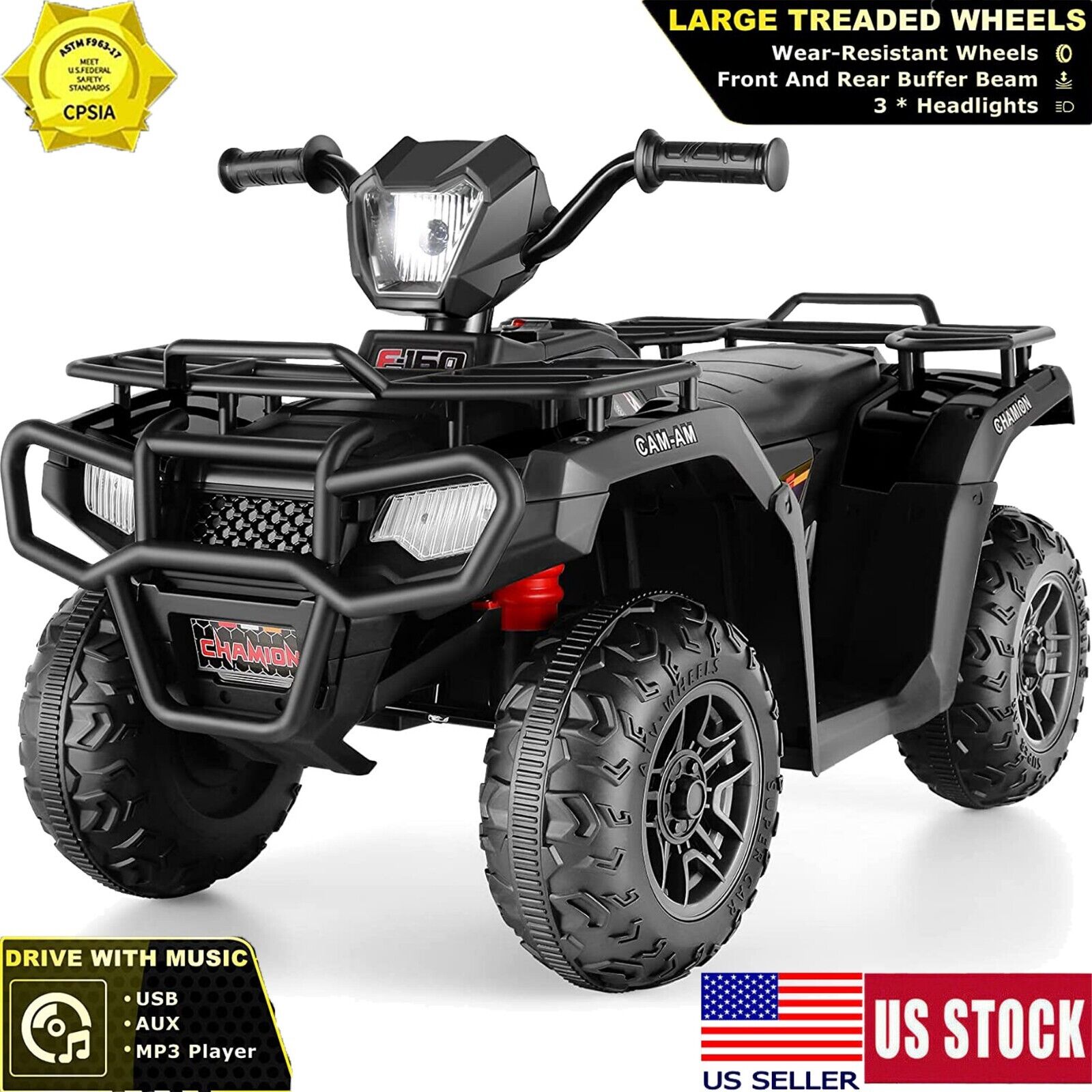 Electric ATV Car for Kids Ages 2-9 with 4-Wheel Drive and AUX Port