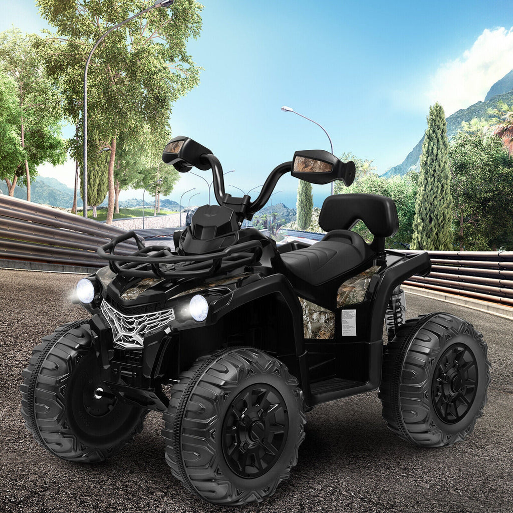 Electric Kids Ride On ATV 4-Wheeler Quad Car Toy with Music and Headlights - 2 Speed Options