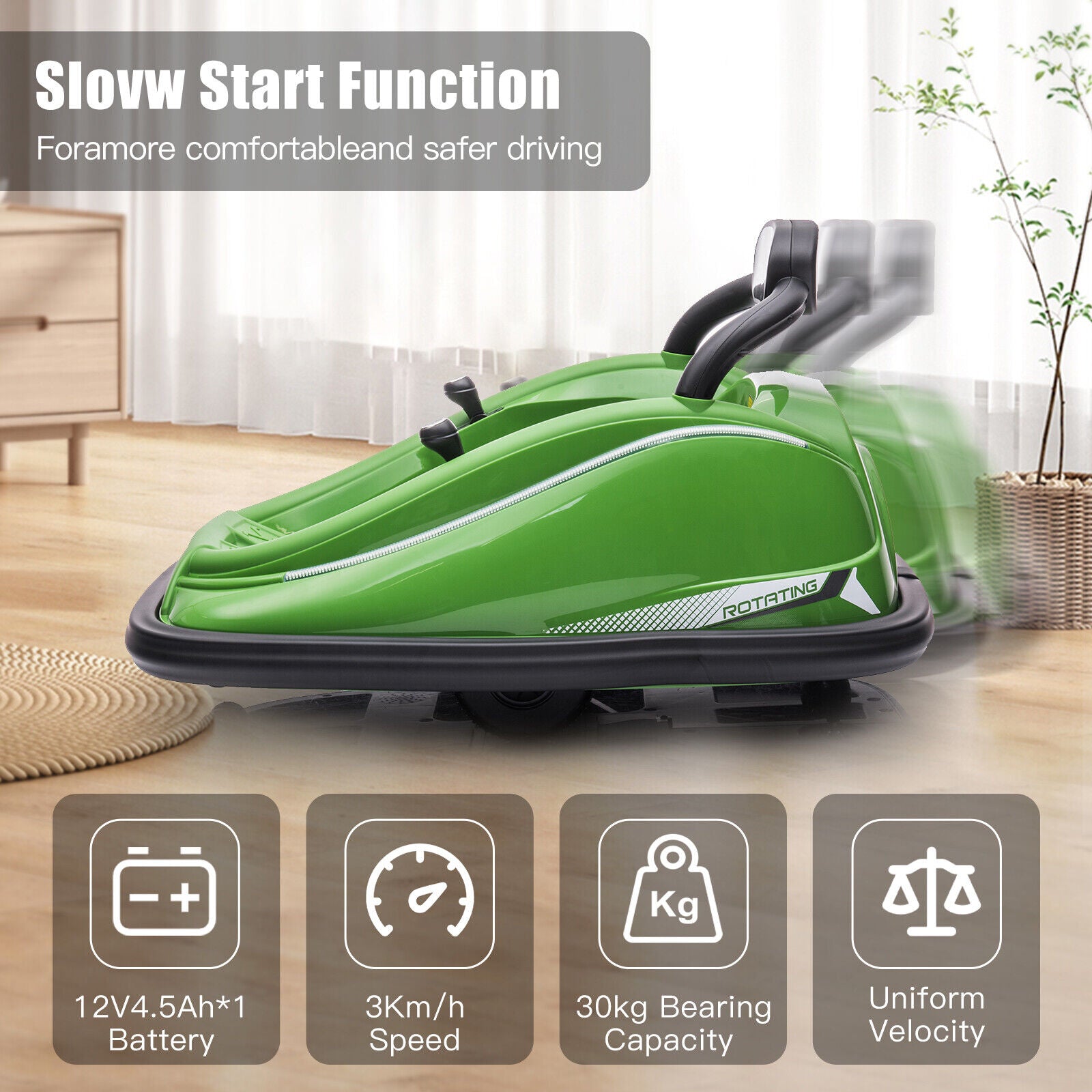 360° Spin Electric Bumper Car for Kids with Remote Control - 12V Ride-On Toy