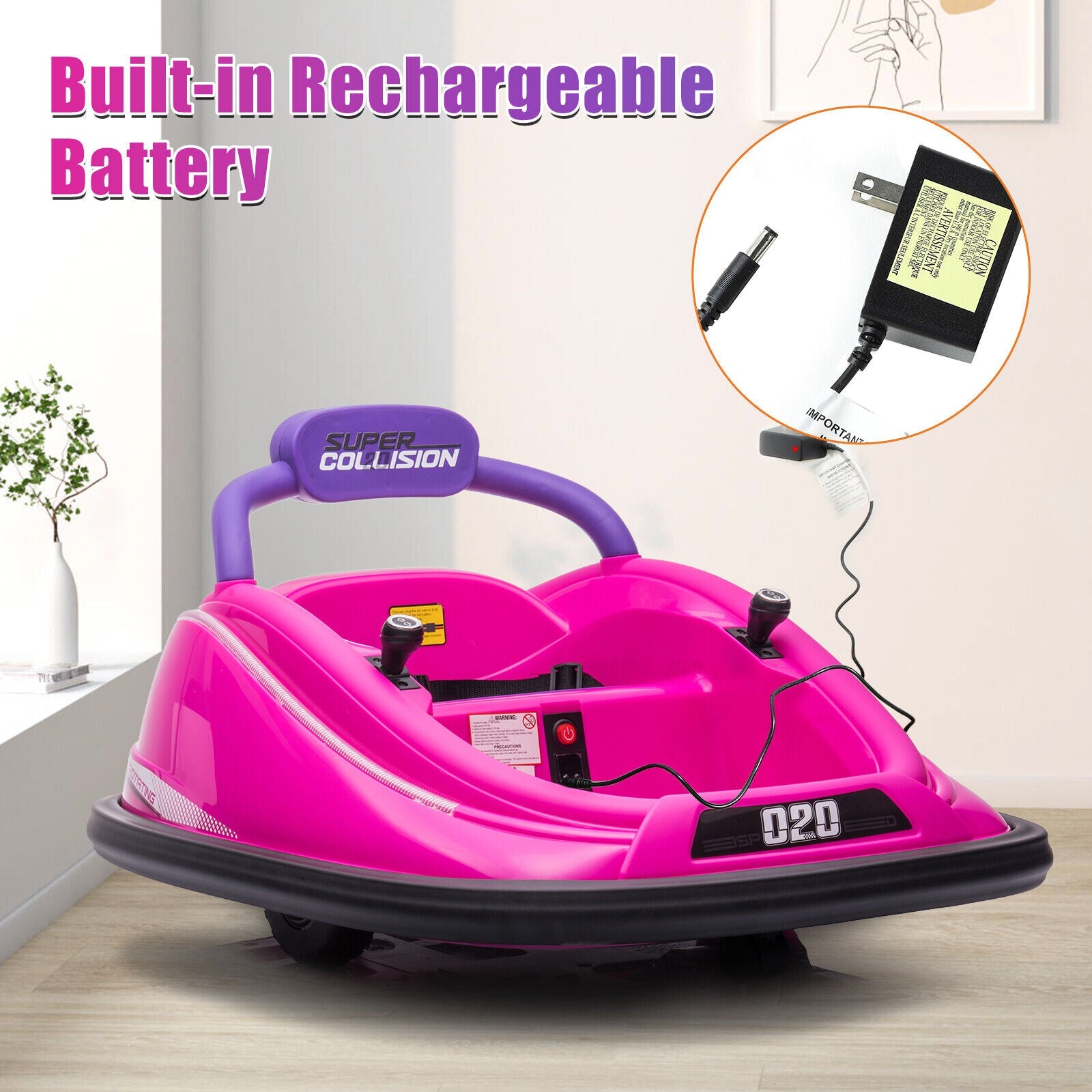 Electric Ride-On Bumper Car for Kids with Remote Control, Lights, and Spinning Action - Suitable for Ages 3-6