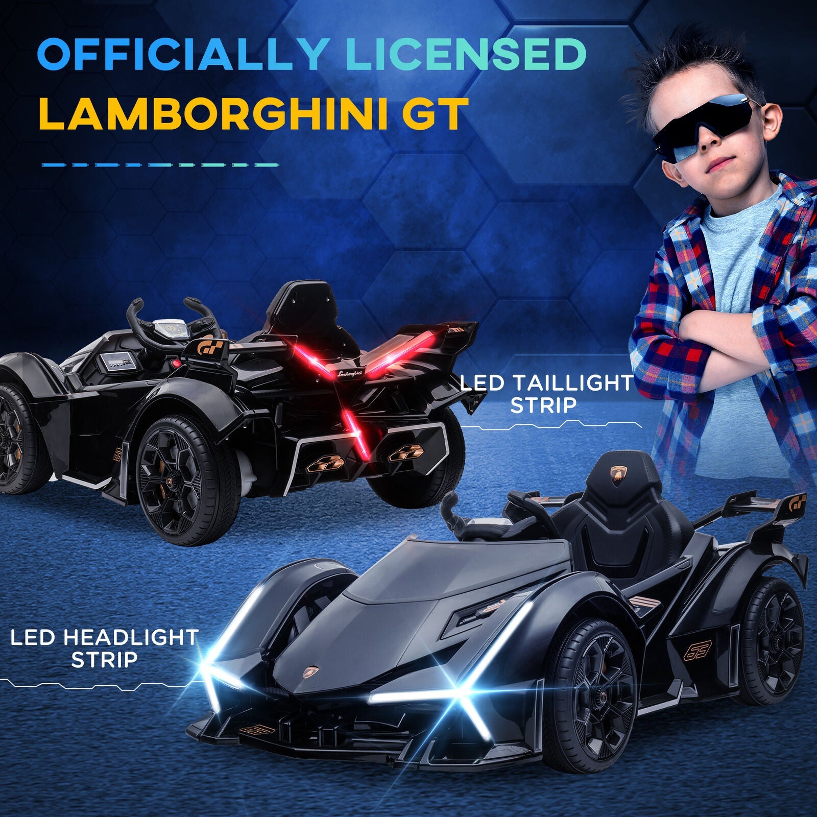 Electric Ride-on Car for Kids 3-6 Years with Remote Control and Suspension - Black