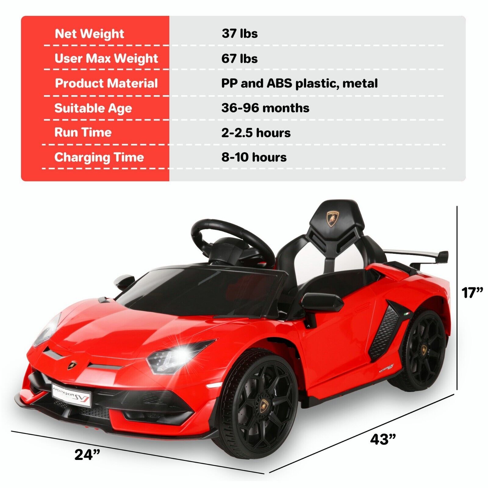 12V Electric Ride-On Car for Kids - Lamborghini and Mercedes Benz G500 Models