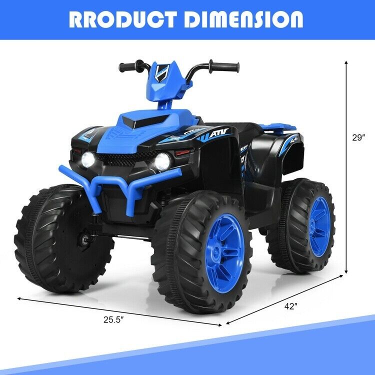 Electric Ride-On Car for Kids with 2 Speeds, MP3 Player, LED Lights, and Treaded Tires - 12V