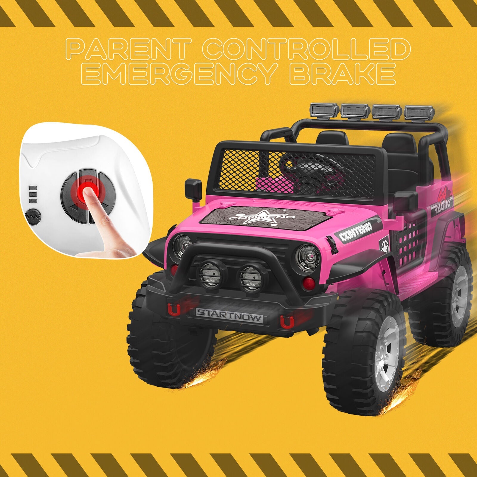 Electric Ride-On Car for Kids with LED Lights, MP3 Player, and Remote Control - 2 Seats, 12V