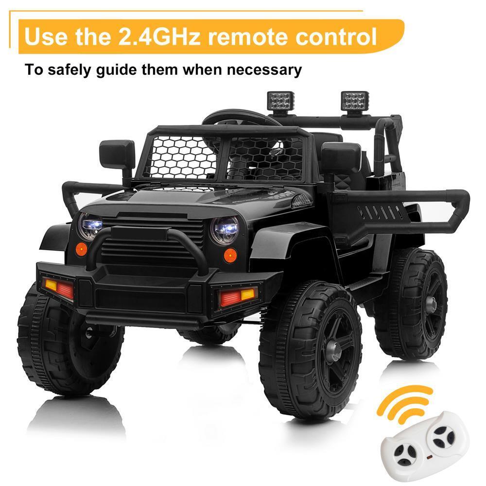 Electric Ride-On Car for Kids with Parental Remote Control - Black