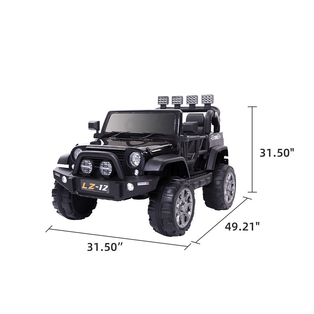Electric Ride-On Car for Kids with Remote Control - 12V Rechargeable Battery, 4 mph Speed, Black