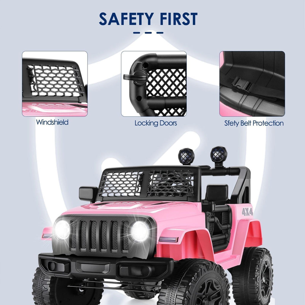 Electric Ride-On Car for Kids with Remote Control, 3 Speeds, and LED Lights - 12V
