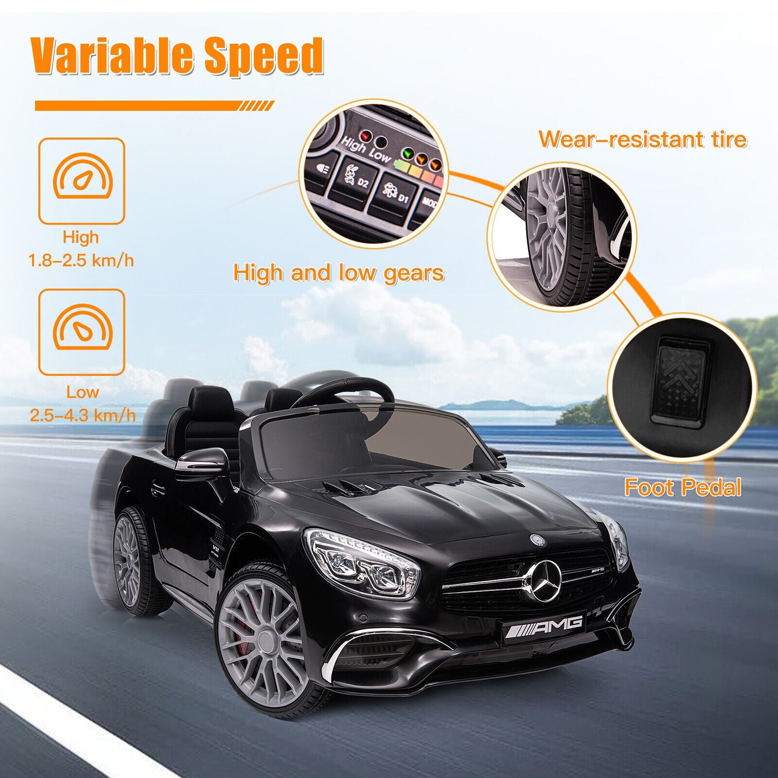 Electric Ride-On Car for Kids with Remote Control and LED Lights - 12V Battery Powered Toy Vehicle