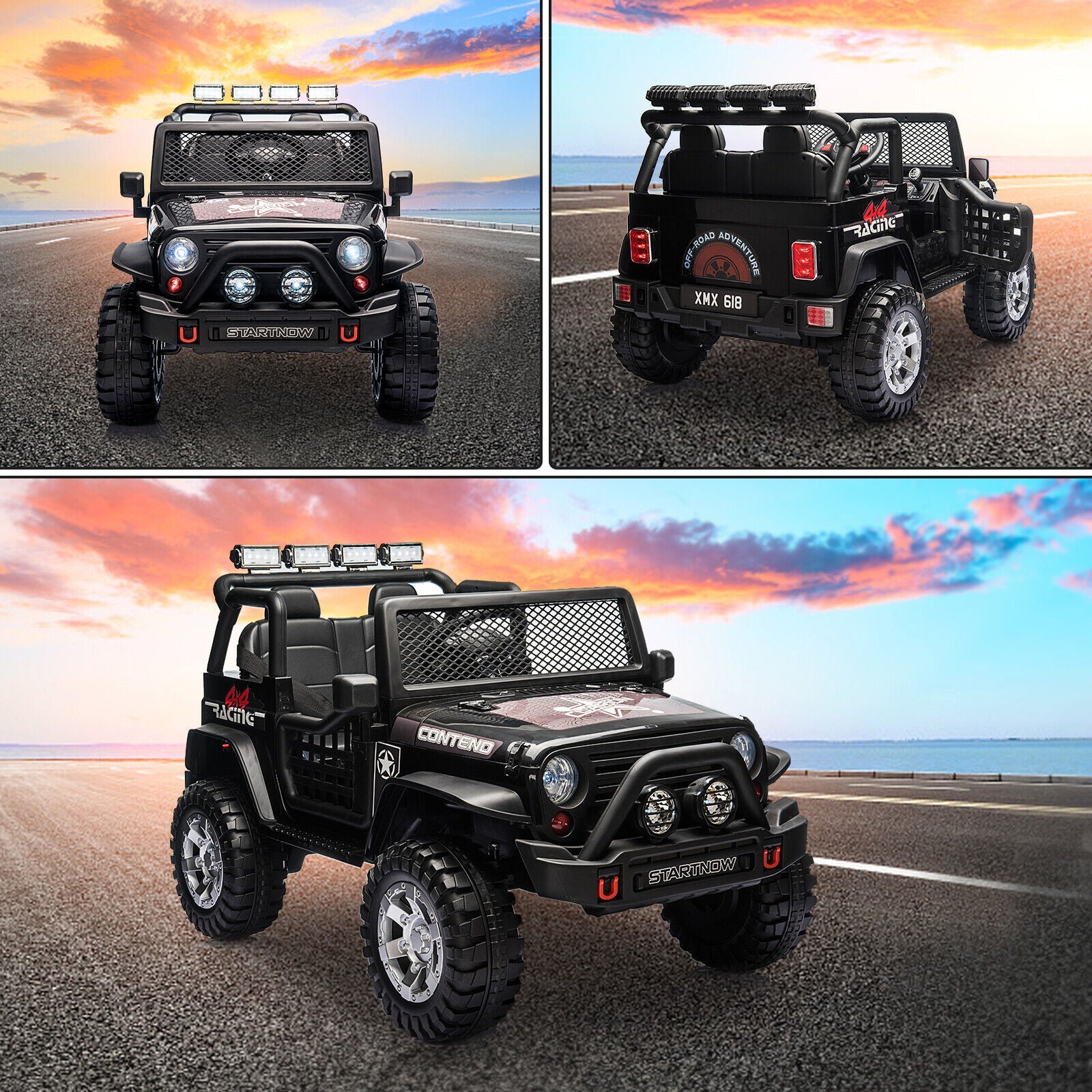 Electric Ride-On Car for Kids with Remote Control and LED Lights - 12V Battery Powered Toy Vehicle