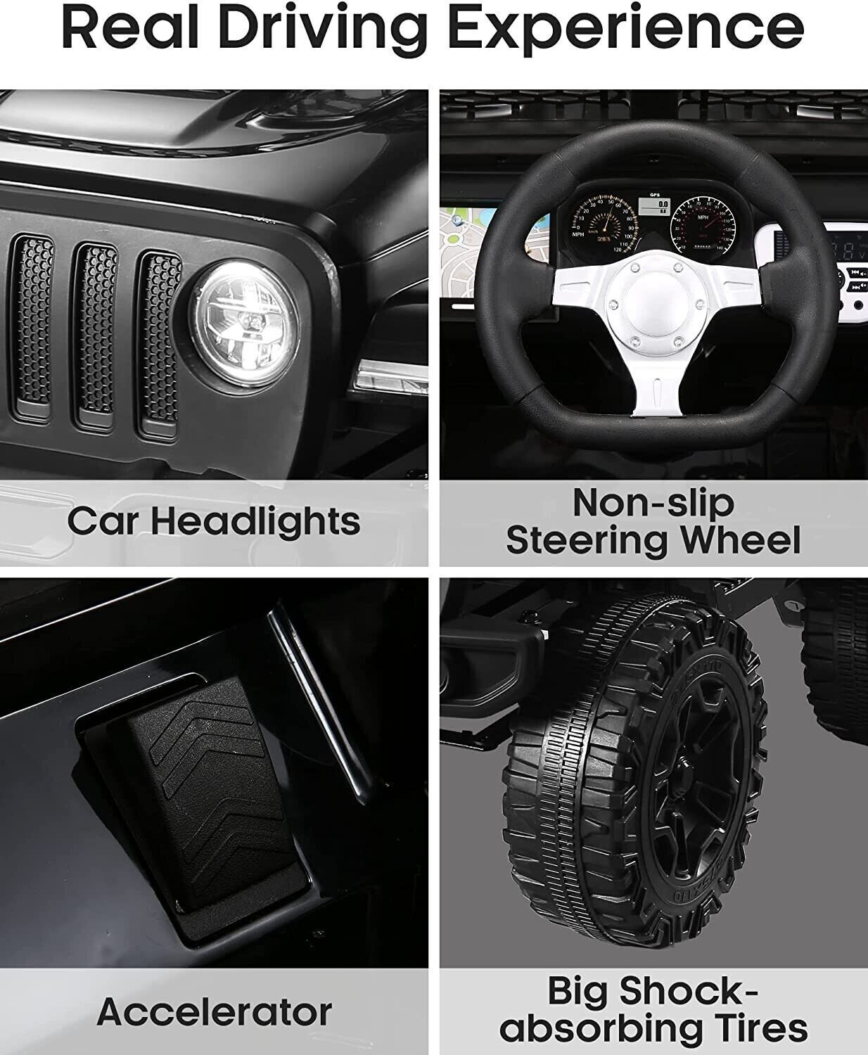 Electric Ride-On Car for Kids with Remote Control and MP3 Player - 12V Black Truck Design