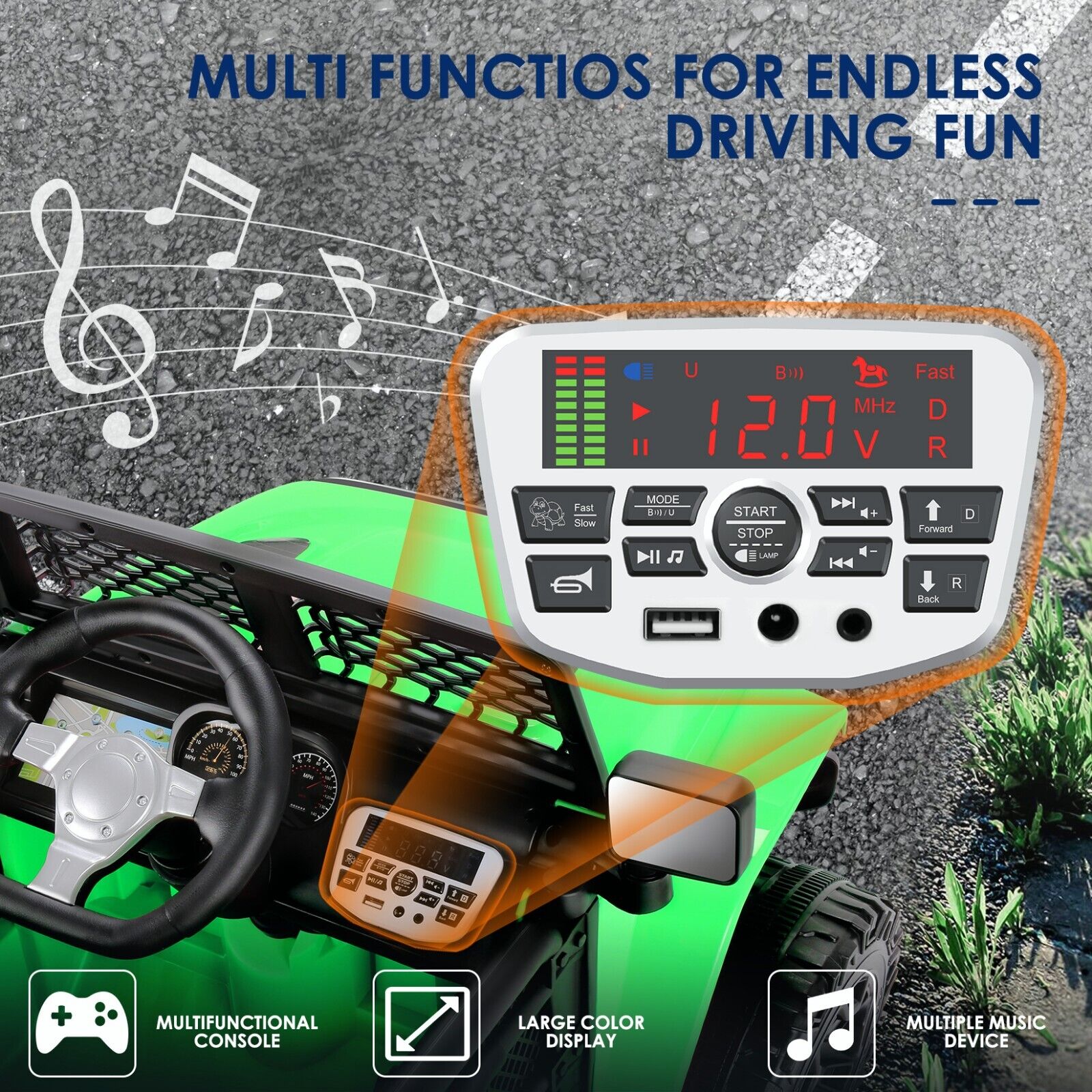 Electric Ride-On Car for Kids with Remote Control and MP3 Player