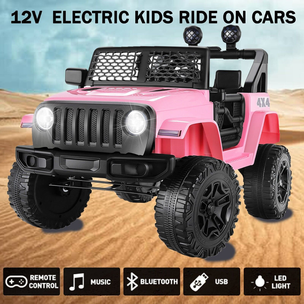 12V Kids Ride-on Truck with Remote Control and LED Lights - PINK*
