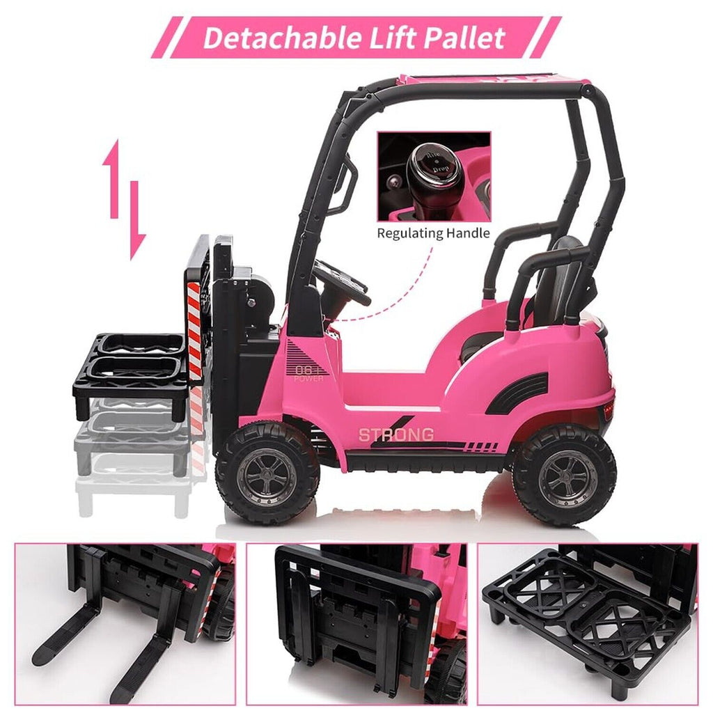 Electric Ride-On Forklift Car with Tent for Kids - Construction-Themed Fun!