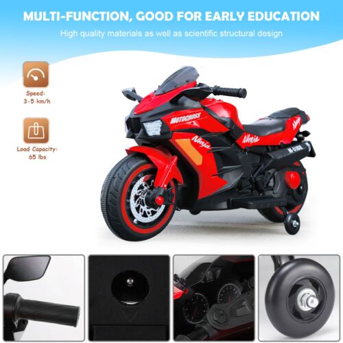 Electric Ride-On Motorcycle for Kids - 12V Rechargeable Battery, 2 Wheels