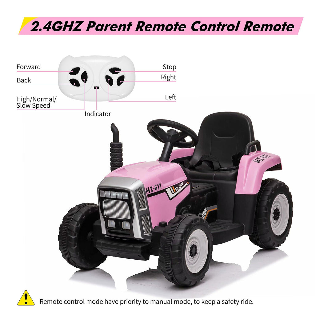 Electric Ride-On Tractor Toy with Trailer and MP3 Player for Kids - 12V Gift Option