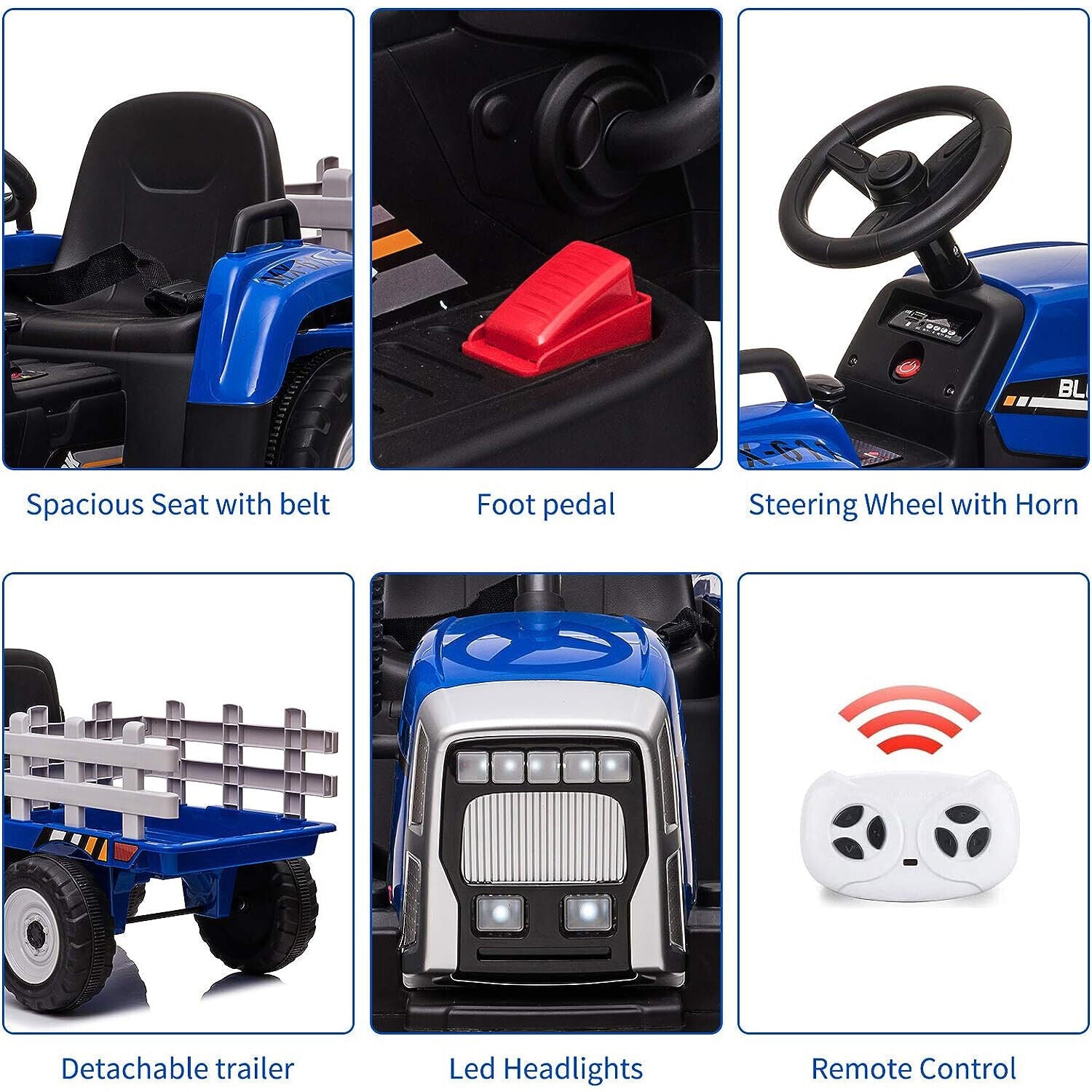 12V Electric Tractor Trailer Toy with MP3 Player for Kids - Battery Powered Ride-On Fun!