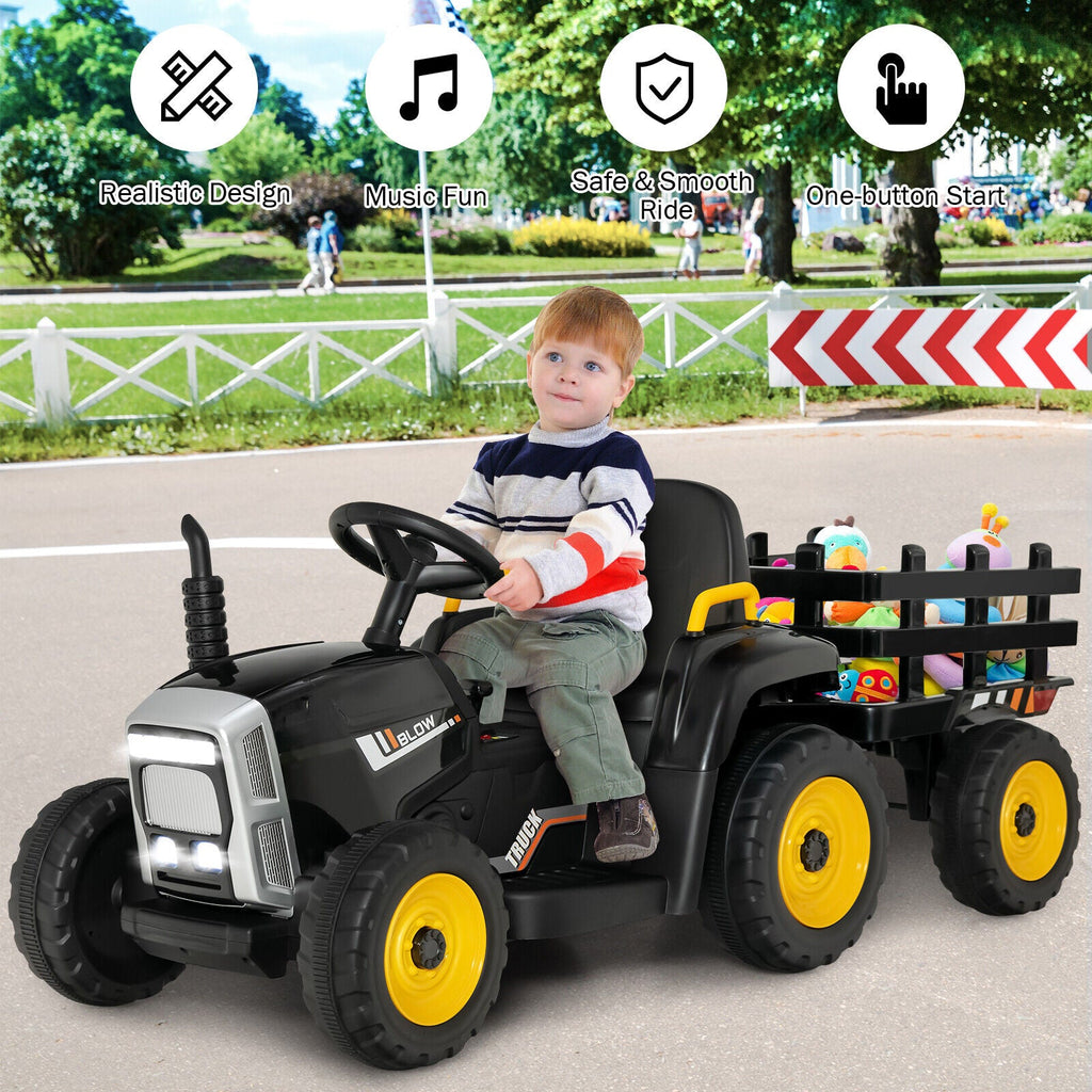 Electric Ride-on Tractor with Trailer for Kids - 3 Speeds & Remote Control