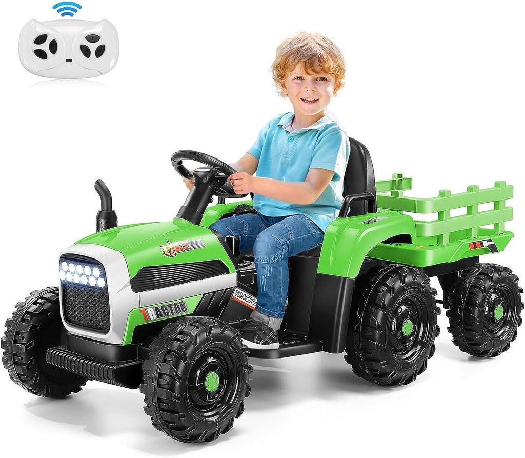 Electric Tractor for Kids with Remote Control, MP3 Player, and LED Lights