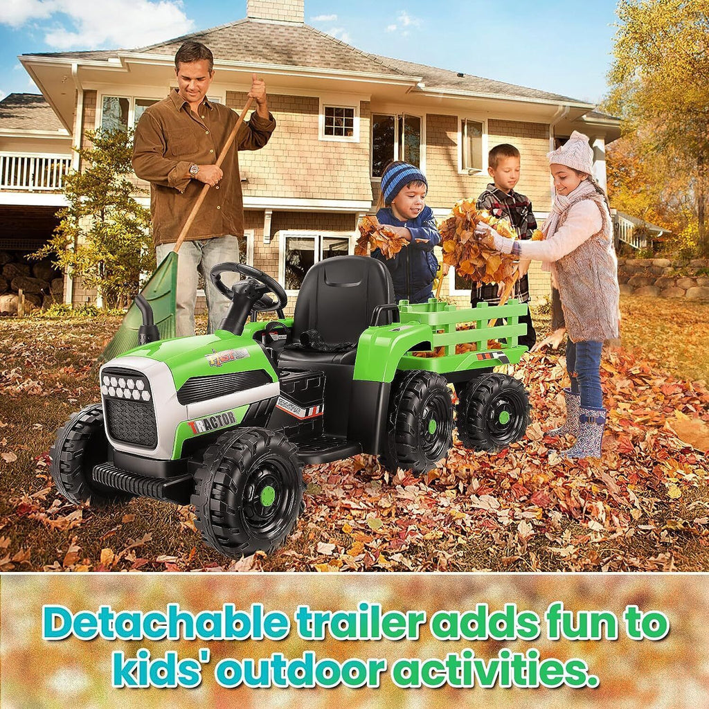 12V Electric Tractor with Trailer Ride-On Toy: Remote Control Fun for Kids!