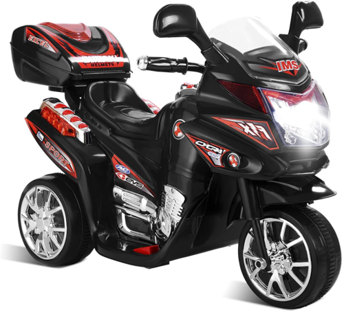 Electric Ride-On Trike with Music, Horn, and Headlights - Black