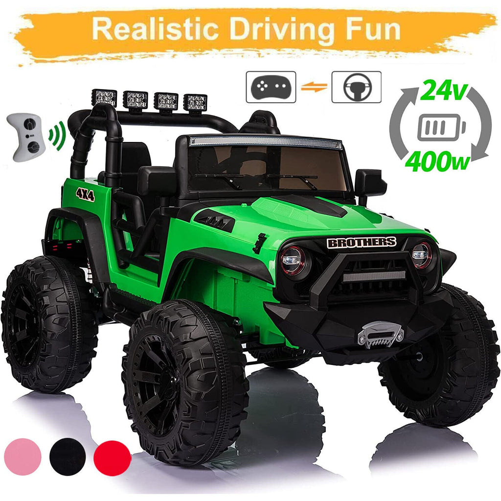 Ride On Electric Truck and Quad Car Toy Set with Parent Remote Control for Kids - 24V