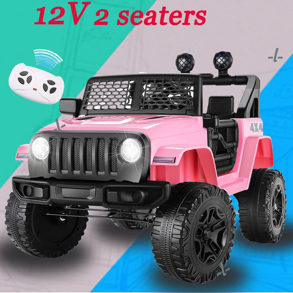 12V Pink Kids Ride-on Truck with Remote Control and LED Lights for Parental Supervision