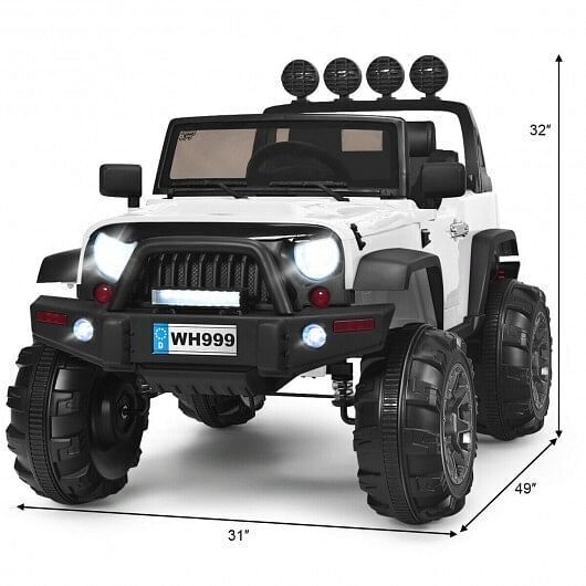 Electric Ride-On Truck for Kids with Remote Control and Magnetic Double Doors - White