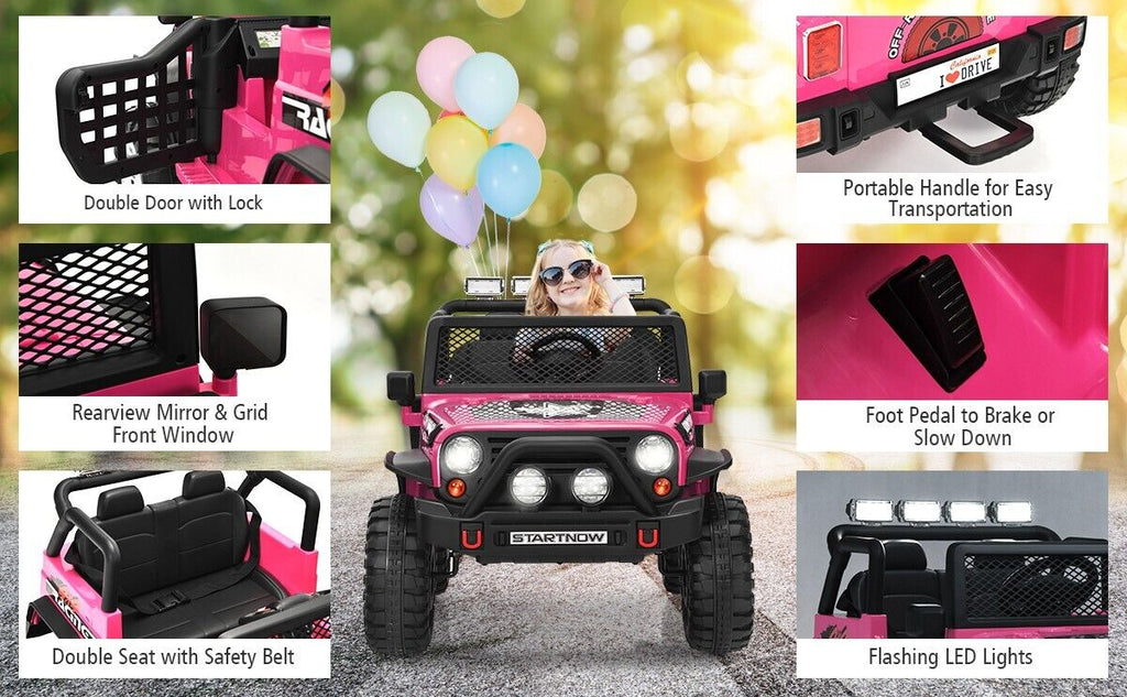 Electric Ride-On Truck for Kids with Remote Control, Lights, and Music - Black