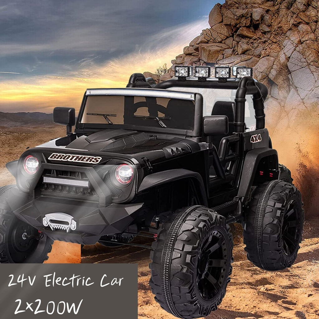 Kids Electric Ride On Jeep with Remote Control, 3 Speeds, LED Lights, and AUX/USB Connectivity - 24V/12V