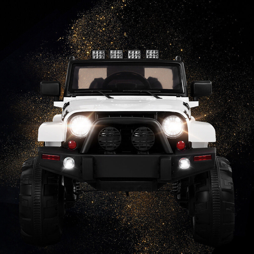 Electric Ride-On Truck for Kids with Remote Control, MP3 Player, and LED Lights - White